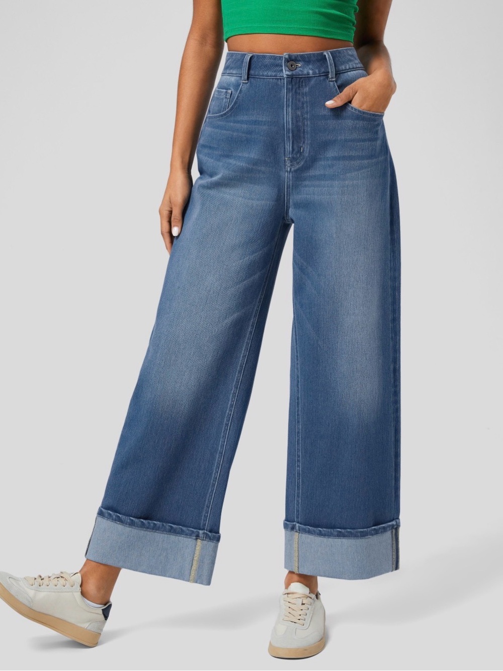 Halara flex high waisted pockets rolled hem wide leg - Picture 1 of 7